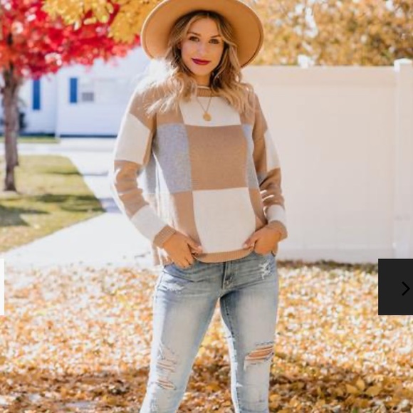 Vici Women Zach Checkered Thick Knit Sweater Small - Picture 3 of 5